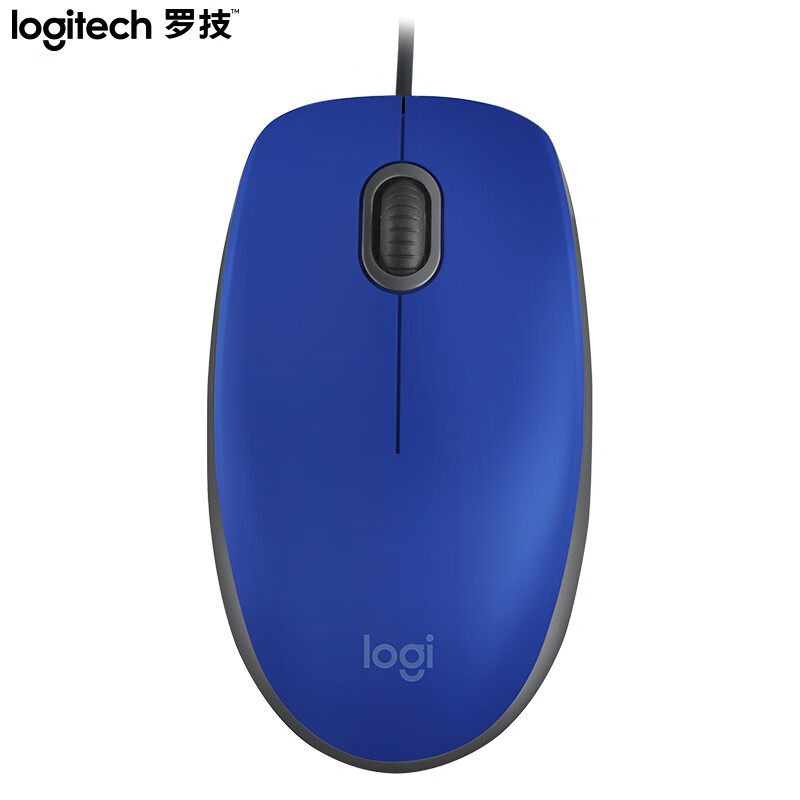 罗技（Logitech）M110 鼠标 有线鼠标 办公鼠标 静音鼠标 对称鼠标 蓝色