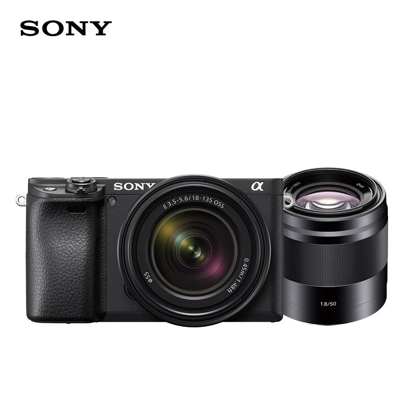 索尼（SONY）Alpha 6400 APS-C画幅微单数码相机 SEL18135+SEL50F18 双镜头套装 黑色（A6400M/α6400m）