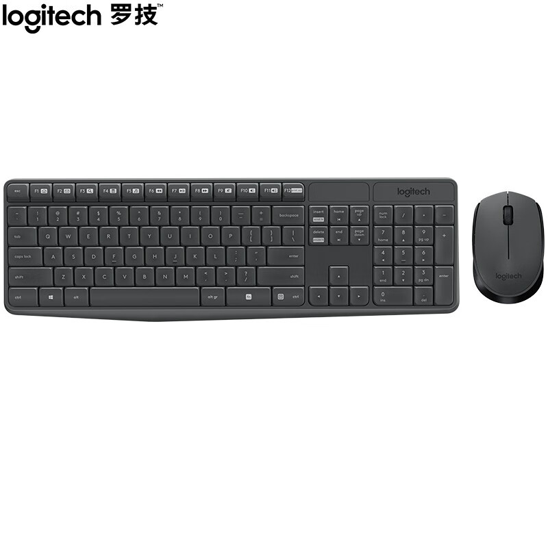 罗技（Logitech）MK235 键鼠套装 无线键鼠套装 办公键鼠套装 全尺寸 黑灰色 