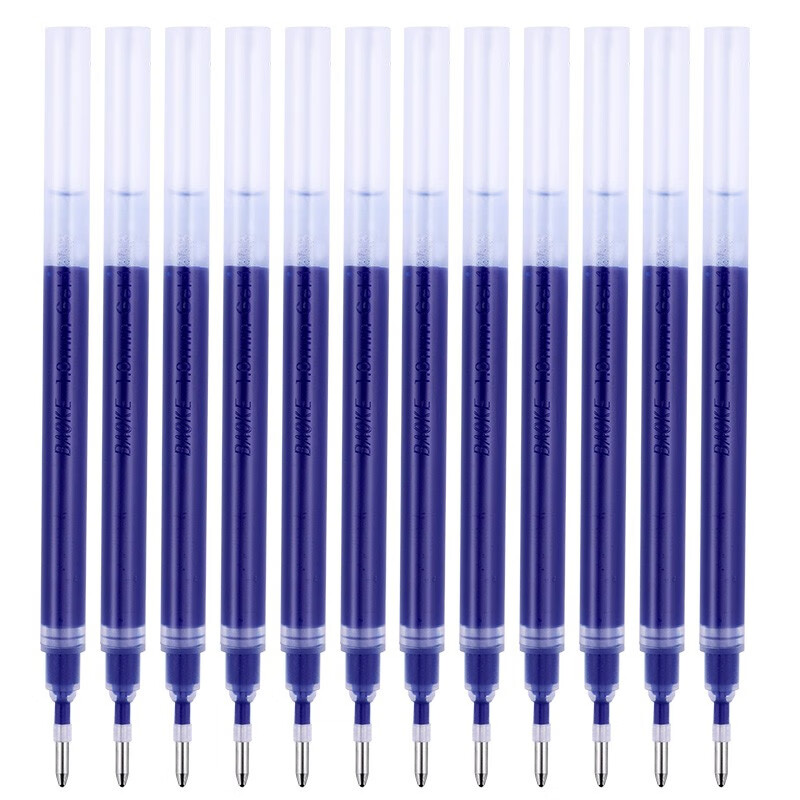 宝克（BAOKE）PS1920 1.0mm大容量中性笔笔芯子弹头水笔签字笔替芯 蓝色 12