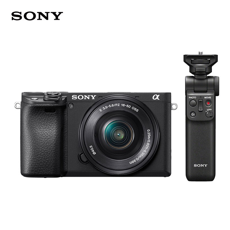 索尼（SONY）Alpha 6400 APS-C微单数码相机旅行Vlog自拍手柄套装 黑色（a6400L+GP-VPT1 三脚架拍摄手柄）