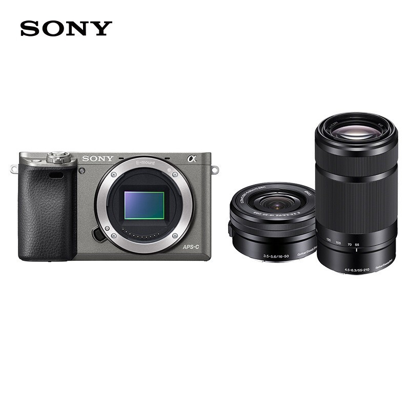 索尼（SONY）Alpha 6000 APS-C画幅微单数码相机 SELP1650+SEL55210双镜头套装 石墨灰（A6000L/α6000）