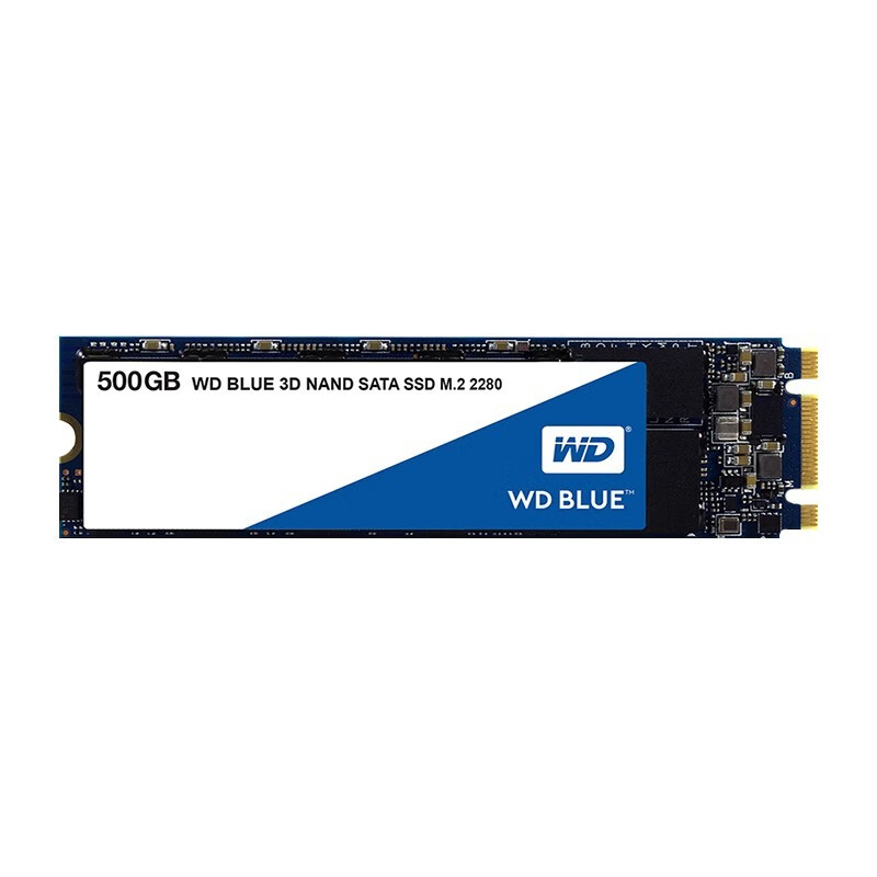 西部数据（WD）500GB SSD固态硬盘 M.2接口(SATA总线) Blue系列-3D进阶高速读写版｜五年质保