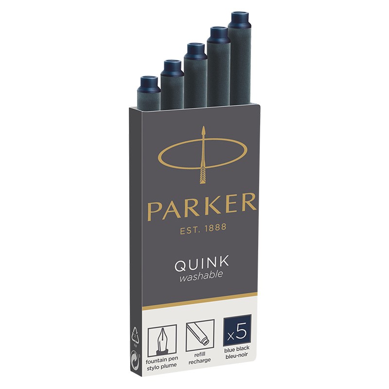 派克墨水芯（PARKER）钢笔标准墨水芯 派克墨水笔非碳素墨囊5支装 蓝黑-墨囊