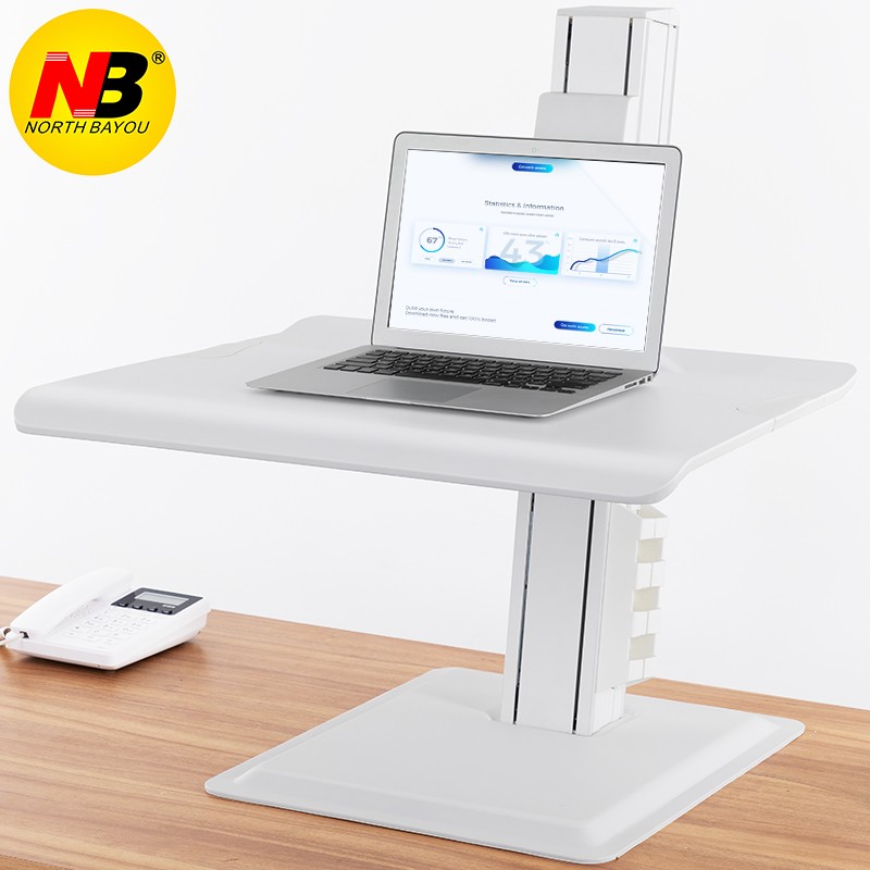 NB 升降桌站立式电脑桌台式 站立办公桌书桌折叠桌电脑升降台显示器支架笔记本显示器支架台 BT15白色