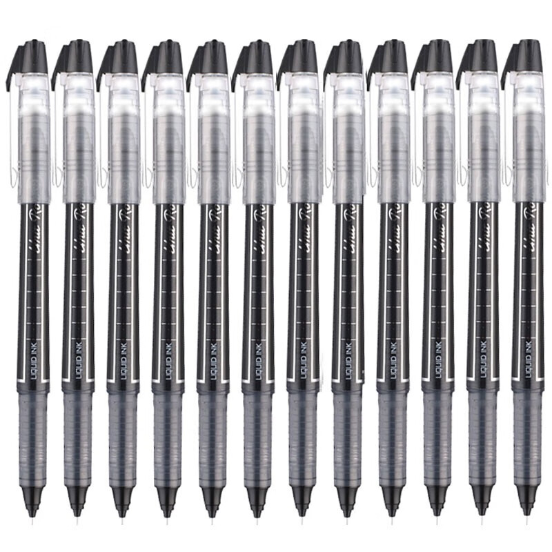 晨光（M&G）文具0.5mm黑色中性笔 直液式全针管签字笔 睿朗系列水笔 12支/盒ARP50801