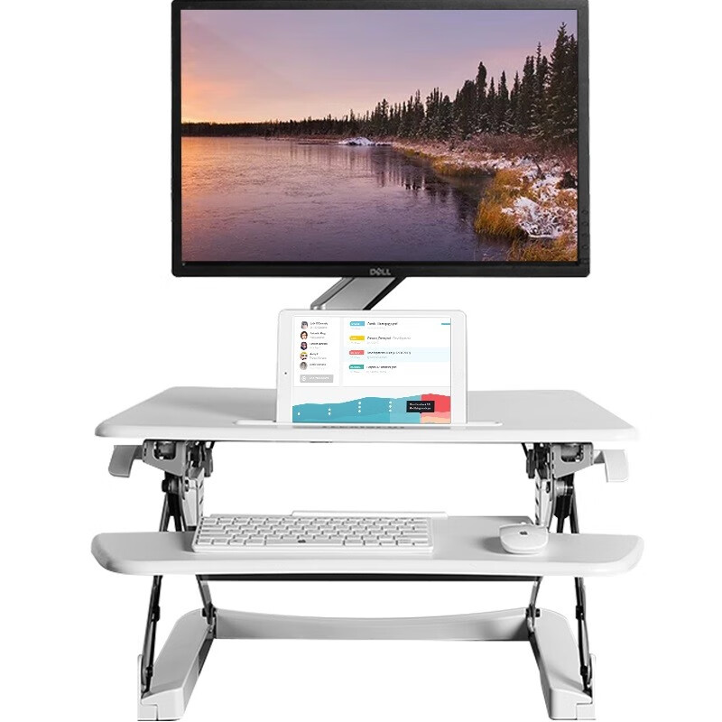 乐歌（Loctek）站立办公升降台 笔记本显示器可折叠升降电脑桌 家用工作台书桌 M1S白