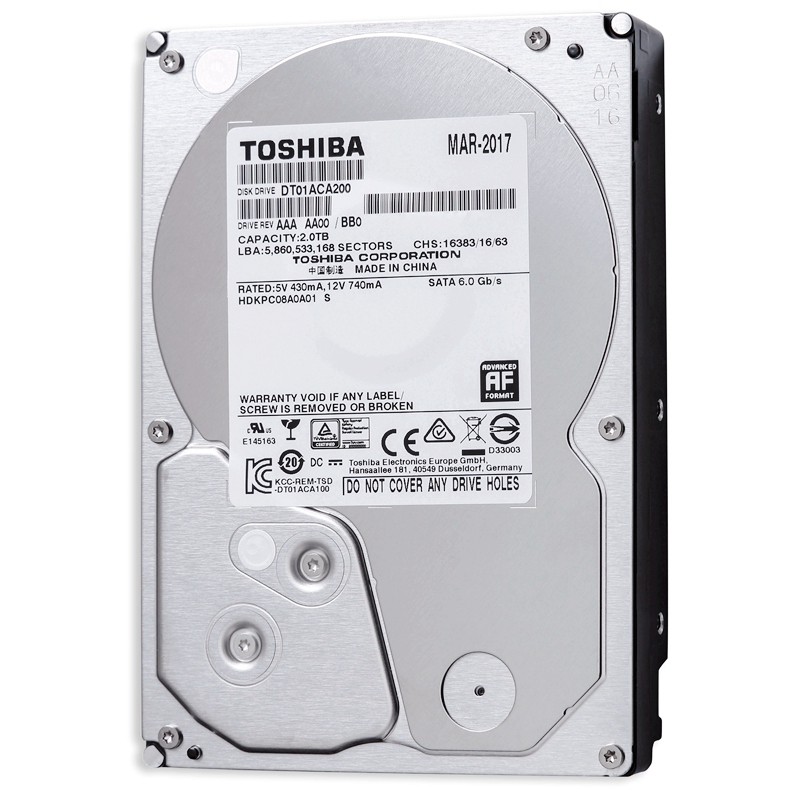东芝(TOSHIBA) 2TB 64MB 7200RPM 台式机机械硬盘 SATA接口 消费级系列 (DT01ACA200)