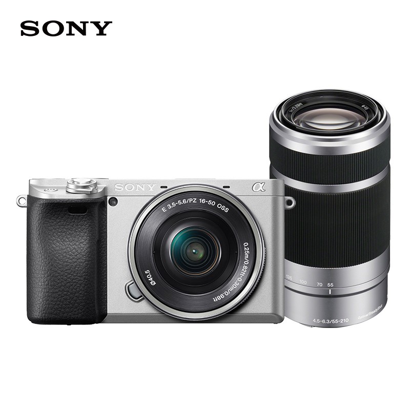 索尼（SONY）Alpha 6400 APS-C微单数码相机 SELP1650+SEL55210/B 双镜头套装 银色（A6400L/α6400）