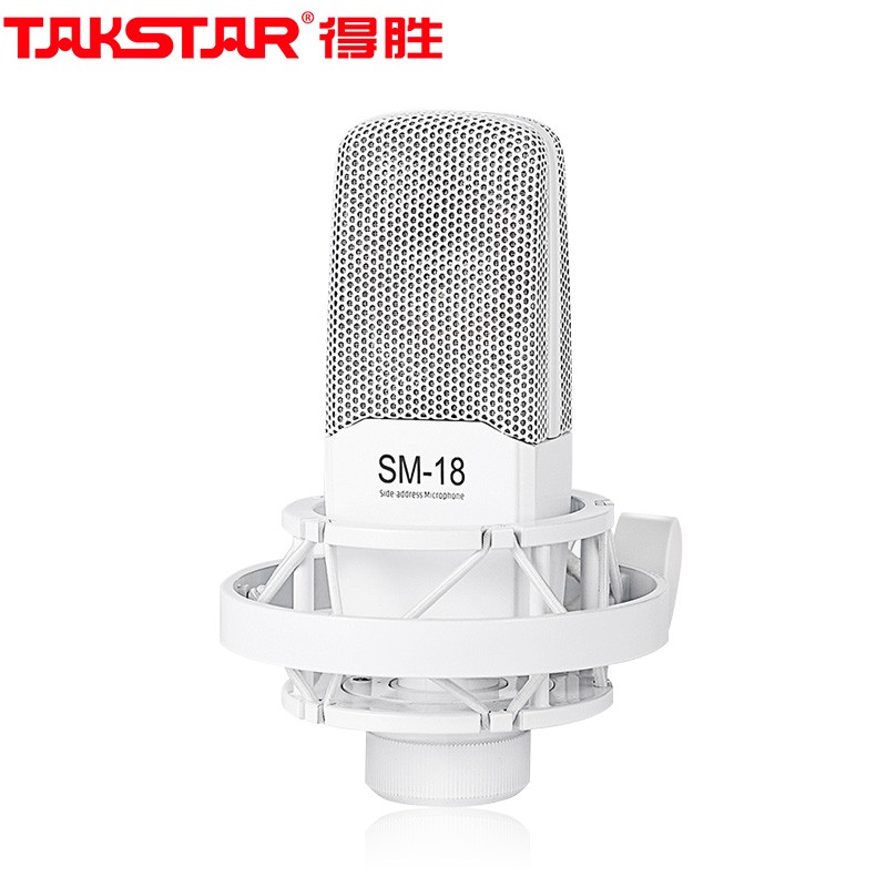 得胜（TAKSTAR）SM-18 专业电容麦克风 手机直播设备外置声卡套装电脑主播话筒 白色（企业优选 五年质保）