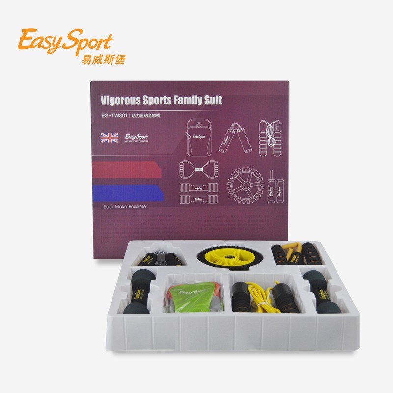 易威斯堡（EasySport）计数跳绳+塑胸拉力器+音乐臂包+握力器+哑铃 运动健身ES-TW801