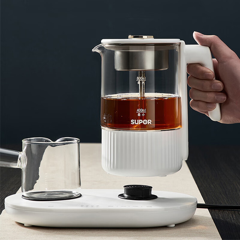 苏泊尔（SUPOR）煮茶器煮茶壶套装 蒸汽喷淋式蒸茶壶养生壶电水壶热水壶烧水壶茶具黑茶0.