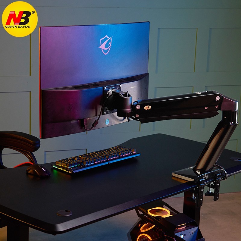 NB45黑 显示器支架 桌面万向电脑显示器支架 底座旋转升降液晶电脑支架臂 24-42英寸