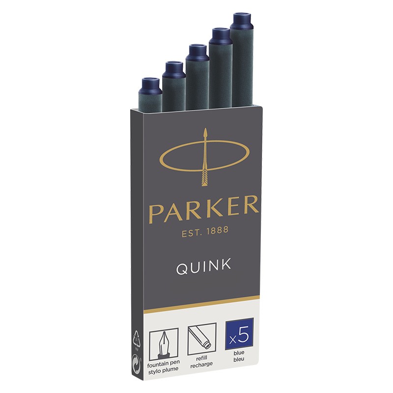 派克墨水芯（PARKER）钢笔标准墨水芯 派克墨水笔非碳素墨囊5支装 蓝色-墨囊