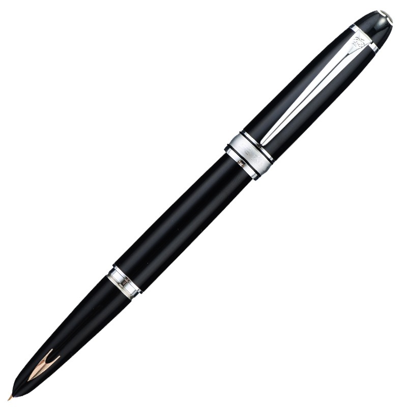 英雄（HERO）钢笔100经典（14K）金尖钢笔商务办公墨水笔签字笔 黑色银夹