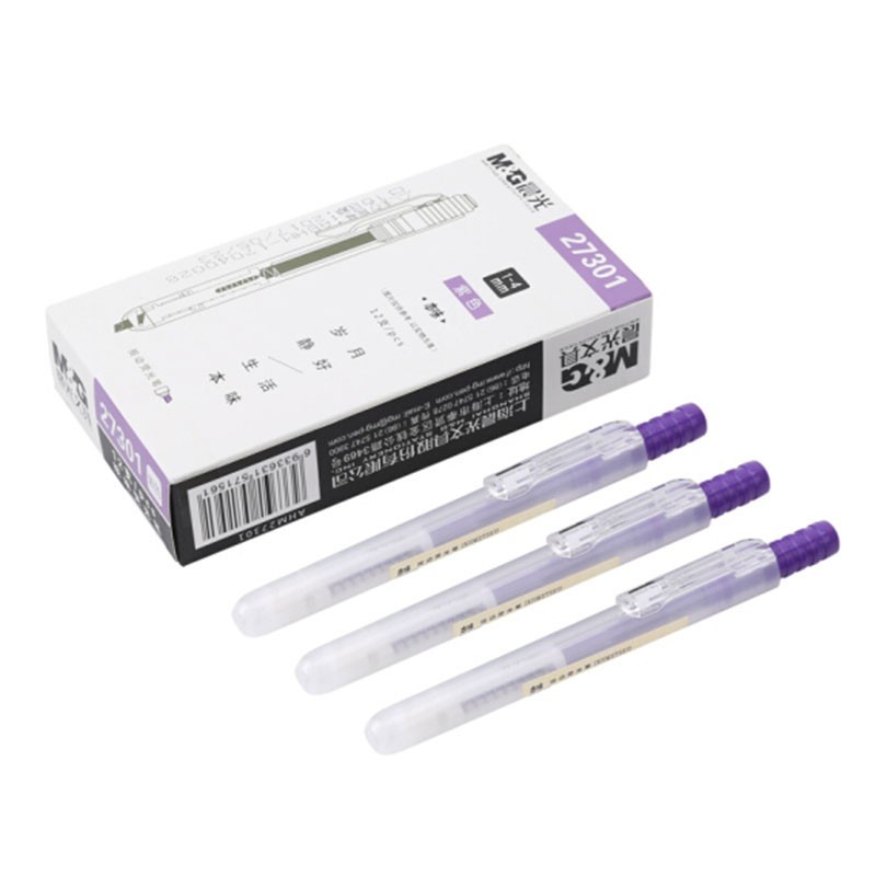 晨光（M&G）荧光笔 记号笔按动4mm 本味系列 单头按动彩笔 重点标记区分 AHM27301 紫色12支装