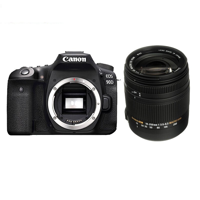 佳能（Canon）EOS 90D Vlog中端数码单反相机 4K拍摄 适马18-250mm 防抖套装 一镜走天下 套餐三