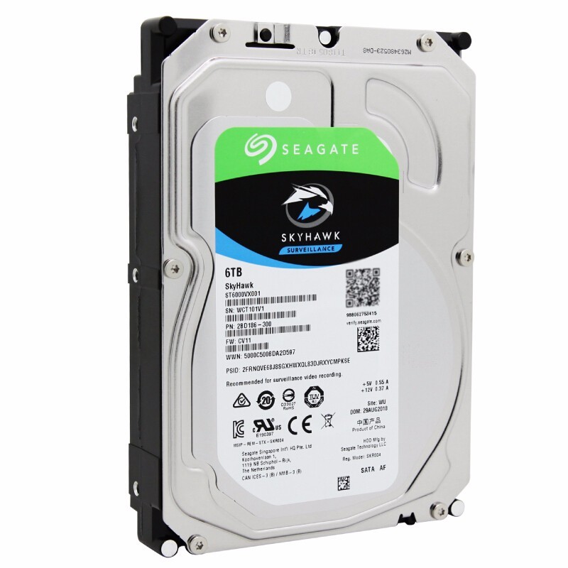 希捷(Seagate)监控硬盘6TB 256MB 5400转 SATA 垂直 机械 PMR CMR 希捷酷鹰SkyHawk ST6000VX001（一年包换）