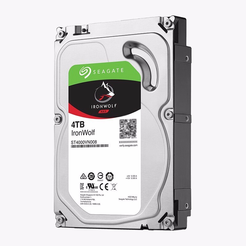 希捷(Seagate) NAS硬盘 4TB 64MB 5900转 PMR CMR垂直磁记录 希捷酷狼IronWolf ST4000VN008（一年包换）