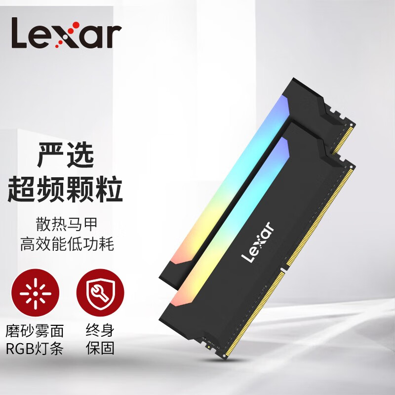 雷克沙(Lexar) DDR4 3200 16G(8GB*2) 套条 RGB灯条 台式机内存条 UDIMM 冥王之刃（Hades）