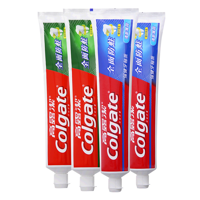 高露洁（Colgate）全面防蛀牙膏经典套装 4支装1000g（清新薄荷250g×2+超爽
