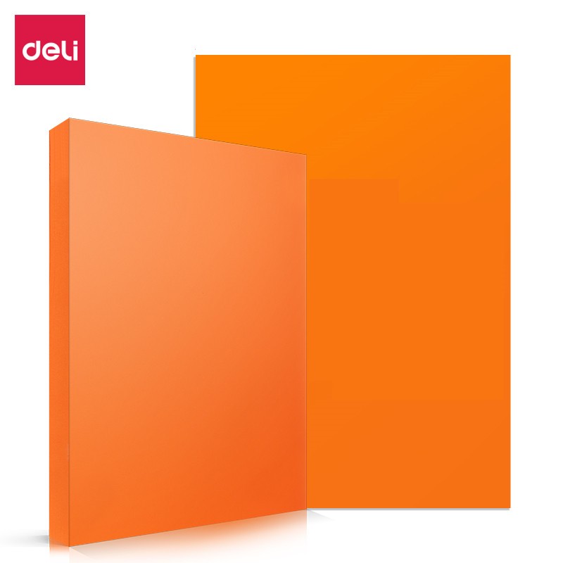 得力（deli）A4 80g橙色复印纸 彩色打印纸 儿童手工折纸彩纸 非硬卡纸 100张/包 7758