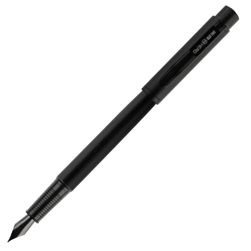 英雄（HERO）钢笔H629黒砂套杆黑铬零件铱金钢笔学生商务办公墨水笔签字笔