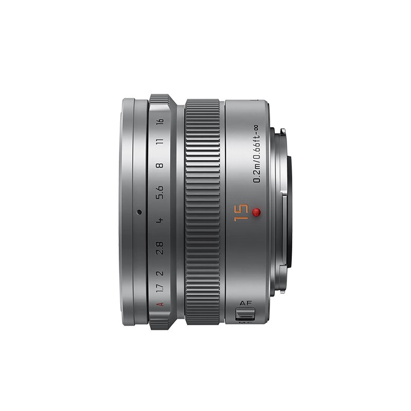 松下（Panasonic） 15mm F1.7微单相机镜头 大光圈人像、静物镜头 H-X015-K 银色（三年质保）