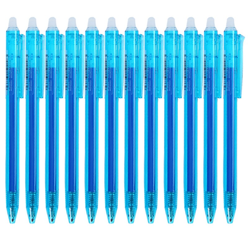 晨光（M&G）中性笔热可擦按动子弹头0.5mm签字笔水笔 AKPH3301 晶蓝（12支装）
