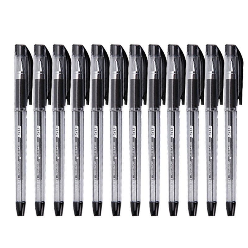 晨光（M&G）经典拔帽款子弹头签字笔中性笔水性笔 办公水笔 黑色 AGPK3704 0.5 12支装
