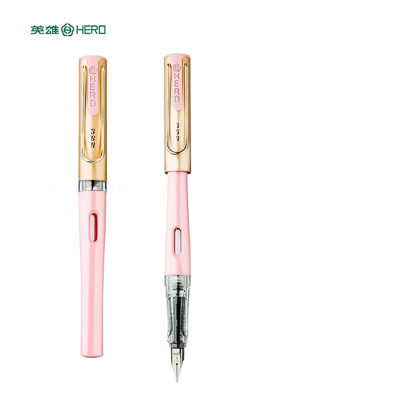 英雄（HERO）钢笔368美人鱼 粉色 EF+F 都市时尚办公学生练字钢笔签字笔（附加墨囊*10）铱金礼盒套装