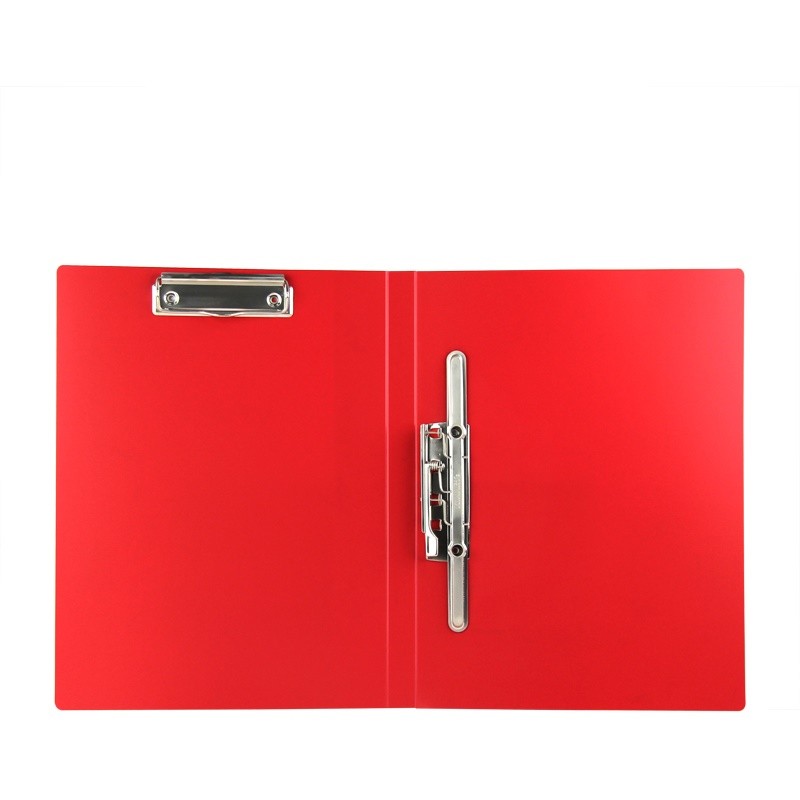 金得利 A4文件夹双夹强力夹 弹簧夹板夹 AF604长强力夹+板夹红色 10个装