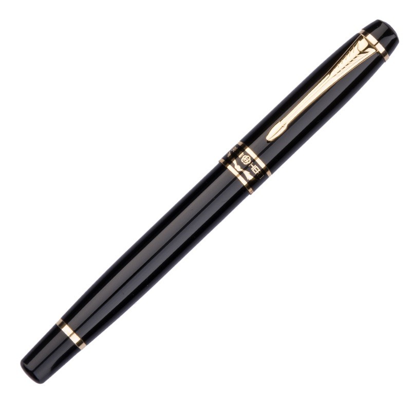 英雄（HERO）钢笔1501黑色雅悦明尖铱金钢笔签字笔时尚办公学生墨水礼盒套装 F尖