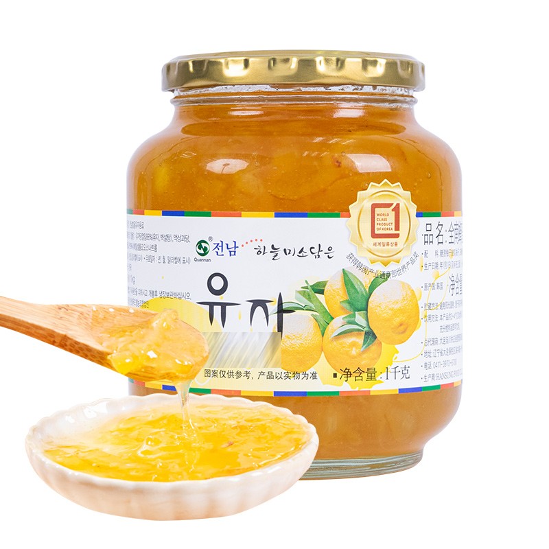 韓國進口 全南 蜂蜜柚子茶飲品 原裝進口水果茶蜜煉果醬沖飲飲品搭配麥片 1000g