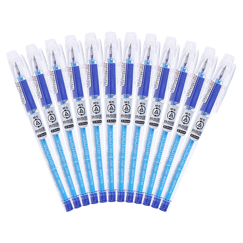 晨光(M&G)文具0.5mm蓝色中性笔 热可擦子弹头签字笔 学生水笔 12支/盒AKP61115