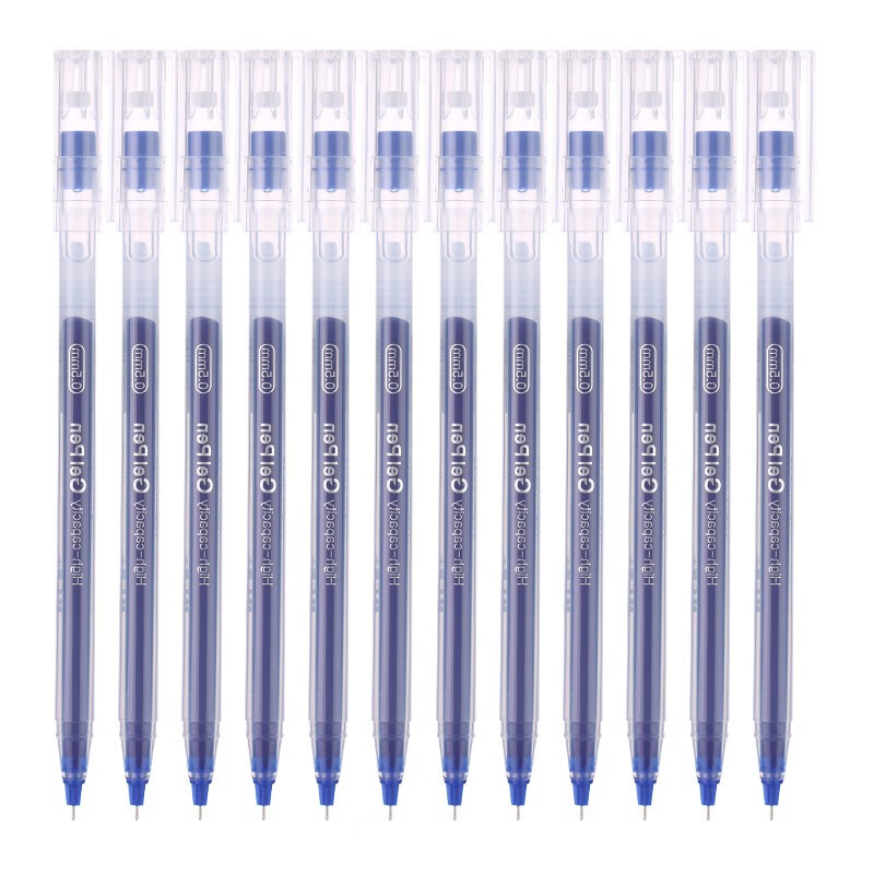 晨光（M&G）笔杆笔芯一体化大容量签字笔中性笔水性笔 办公学习签字笔 蓝色 AGPB6901 针管拔帽款 0.5 24支装
