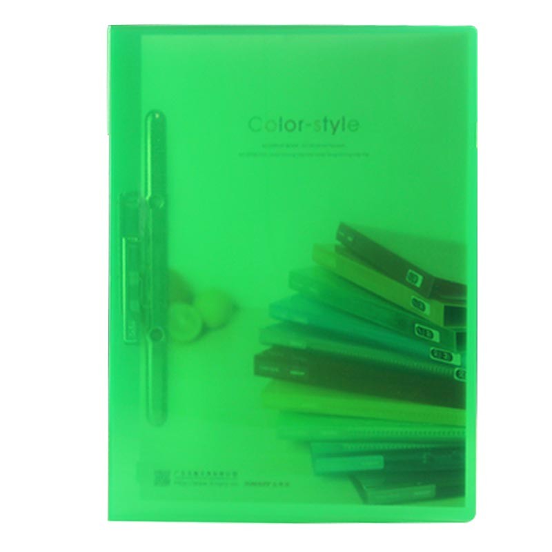 金得利（KINARY）华彩系列文件夹 镜面半透单长强力夹多色可选 AF803 绿色 12个