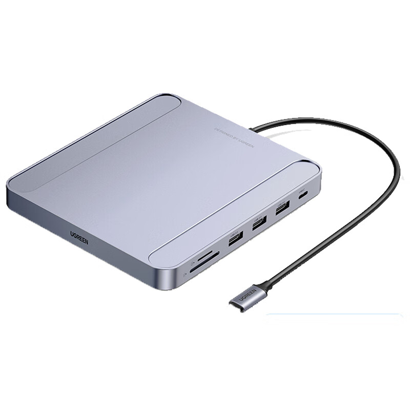绿联（UGREEN）CM522 Type-C扩展坞 Type-C转千兆网卡+3口USB 分线器+读卡器 iMac专用60378