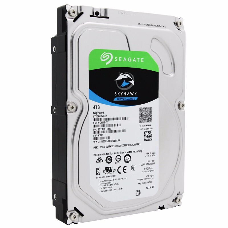 希捷(Seagate)监控硬盘4TB 64MB 5900转 SATA 垂直 机械 PMR CMR 希捷酷鹰SkyHawk ST4000VX007（一年包换）