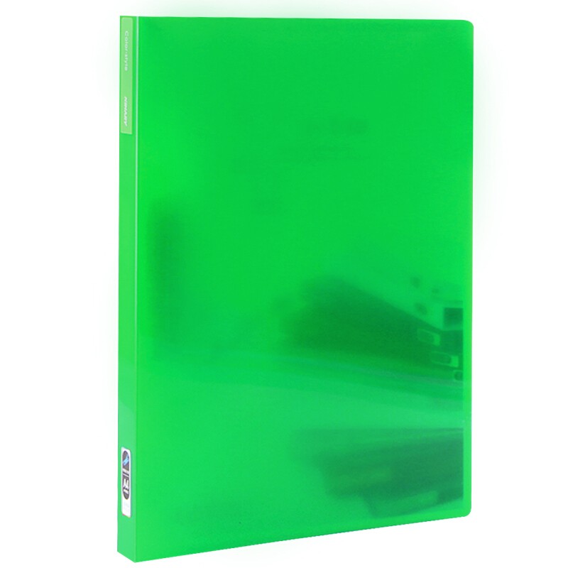 金得利华彩系列文件夹 半透明镜面单短强力夹AF802短力夹 绿色 12个