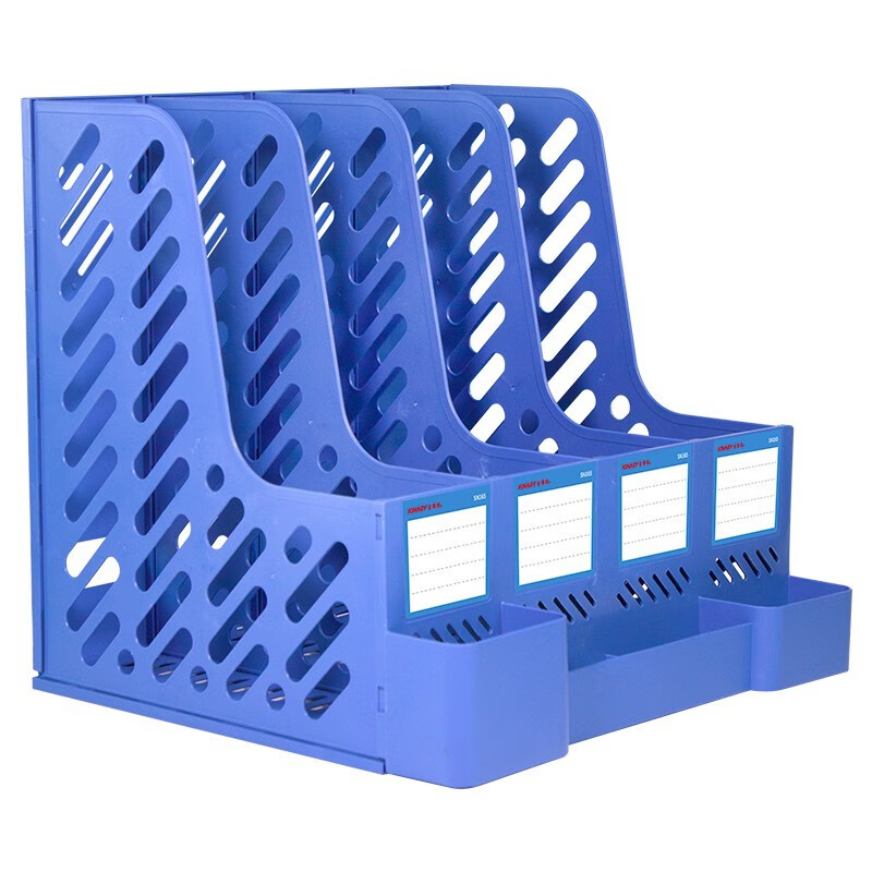 金得利（KINARY）4格镂空桌面文件筐加厚 高级资料架 文件栏 带标签 文件座 文件盘 SN104 蓝色1个