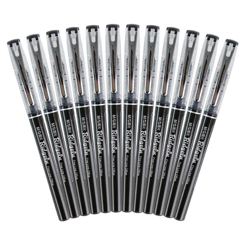 晨光(M&G)文具0.5mm黑色中性笔 直液式全针管签字笔 办公水笔 12盒，144支装 ARP50901