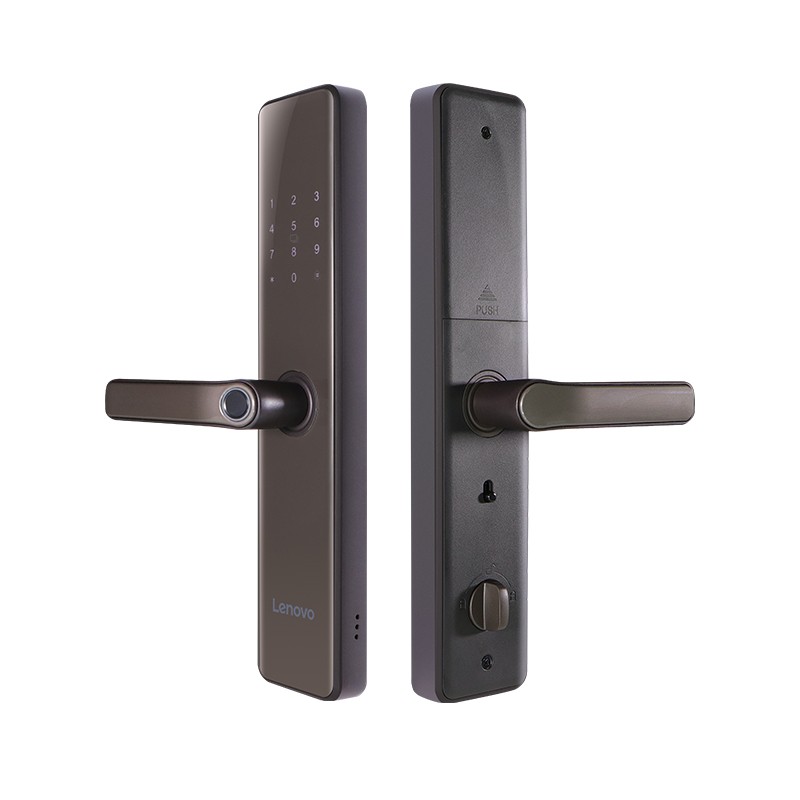 联想（LENOVO） 指纹锁磁卡锁智能家用防盗门锁密码电子门锁WIFI联网智能锁磁卡锁C1 pro 咖啡棕