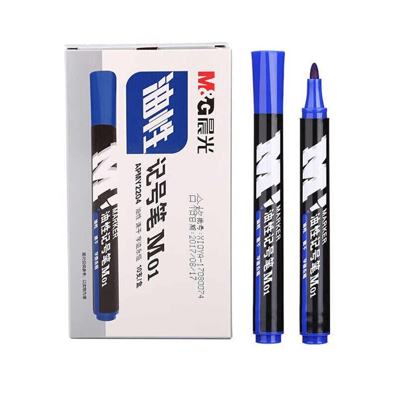 晨光（M&G）记号笔油性M01（蓝）APMY2204 1盒，10支装