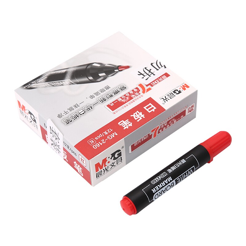 晨光(M&G)MG2160可擦白板笔 单头办公会议笔 易擦白板笔 红色 1盒，12支装