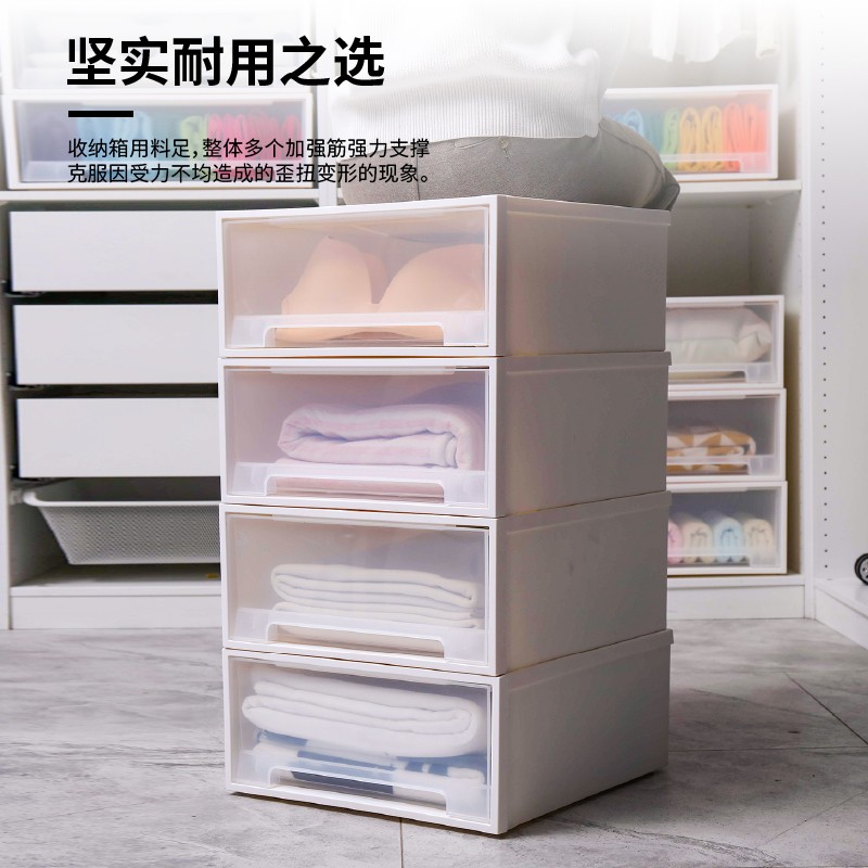 禧天龙（Citylong） 塑料收纳柜床头柜透明抽屉式整理柜单层可组合儿童衣物玩具储物柜 