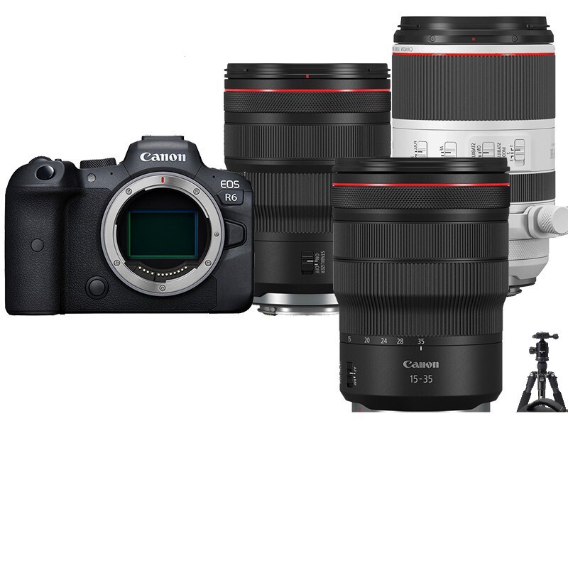 佳能（Canon）EOS R6 全画幅专微 Vlog微单相机 4K拍摄 RF15-35+24-70+70-200 套餐一 基础摄影礼包