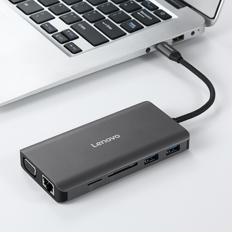 联想（Lenovo）LX0801 Type-C扩展坞 HDMI转VGA转换器 USB千兆网口转接头 Type-C11合1