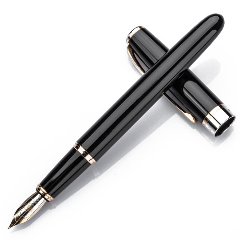 英雄（HERO）钢笔385铱金钢笔墨水笔明尖 黑色