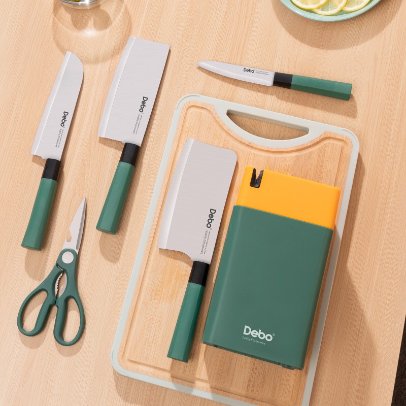 Debo 德铂克拉米不锈钢刀具套装 多用刀具6件套 厨房套刀食物剪